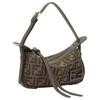 Fendi Простая регулируемая сумка через плечо с застежкой-молнией, из полиэстера, нейлона, искусственной кожи, хлопка и смолы, мини-сумка на одно плечо, женская, коричневая.