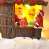 Christmas Winter Village House Ornaments Mini Light-up Christmas Shop with Santa Resin Desktop Figurine Holiday Home Decor