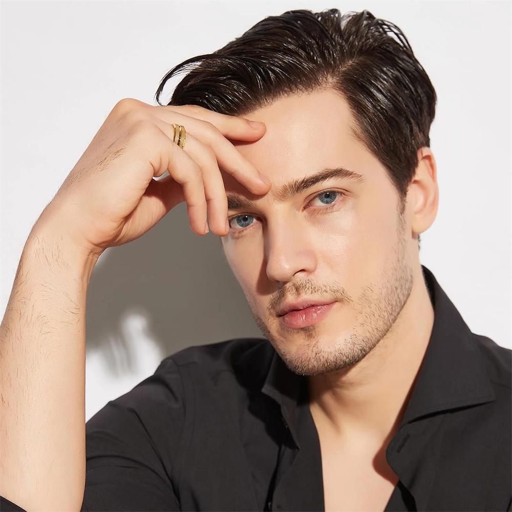 Трендовые мужские кольца из матовой нержавеющей стали 8 мм, золотистого цвета, с брашированной канавкой и скошенными краями, обручальные кольца для мужчин, свадебные украшения