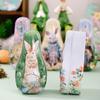 Easter Tinplate Candy Box Bunny Pattern Cookie Biscuit Storage Tin Metal Empty Chocolate Treat Packaging Container Easter Gift Box with Lid for