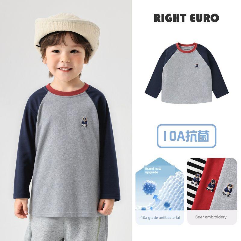 Right European Boys Long sleeves Shirt Children's Spring and Autumn Bear Raglan Sleeve 2026 New Children's Clothing Baby Casual Bottoming Shirt