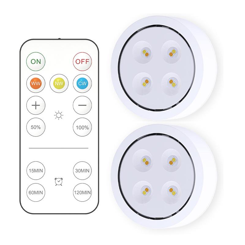 Smart Wireless Remote Control Dimmable Night Light Decorative Kitchen Closet Staircase Lighting 3 Colors 8 LED Puck Light