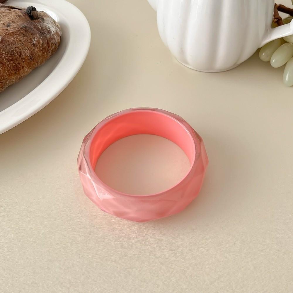 Bohemian Colorful Resin Bangle Transparent Wide Chunky Hand Ring Exaggerated Pearly Bracelet Girls