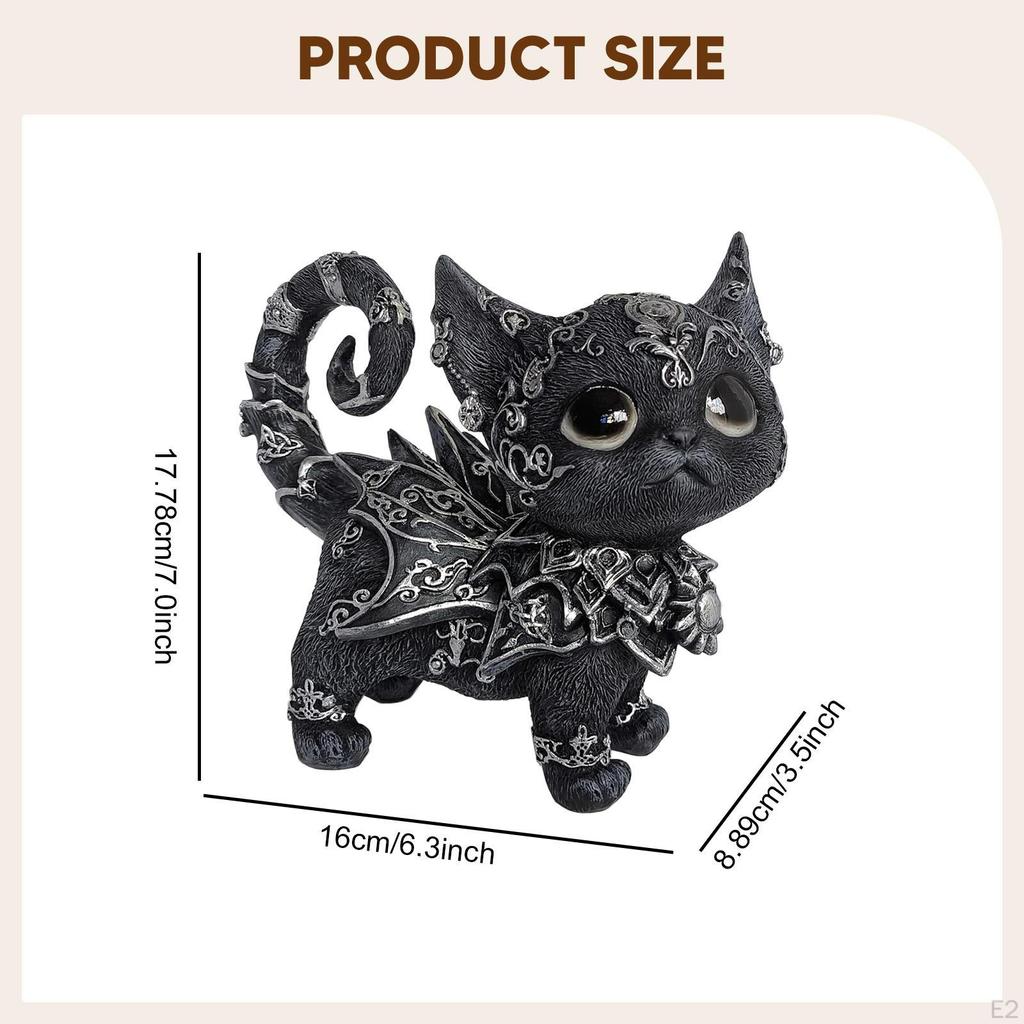 Gothic Cat Fiqurine Collectible Decor Resin Black Kitten Ornament Statue for Table Shelves Office