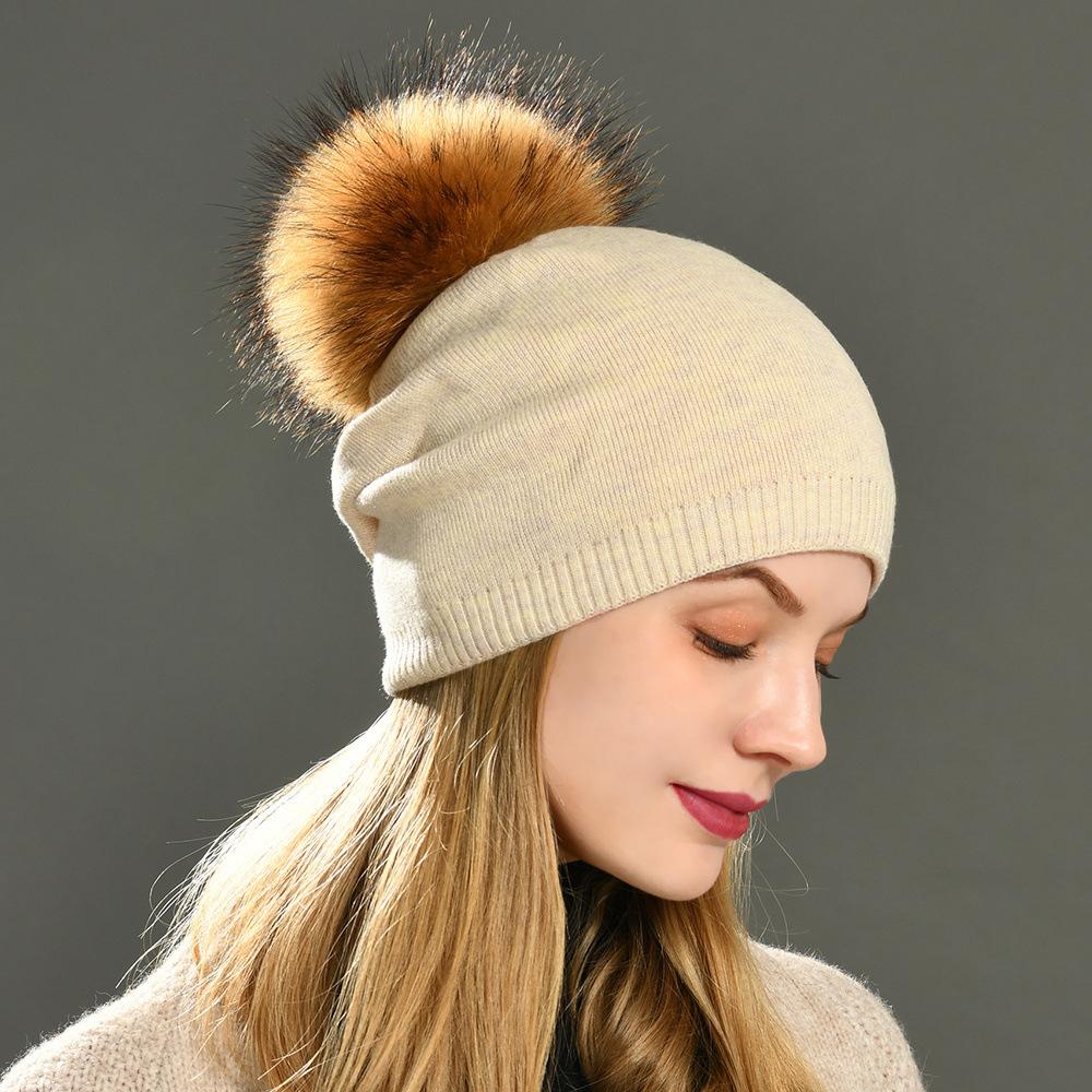 Solid color big beanie new soft and comfortable men's and women's warm wool hats soft waxy knitted hats