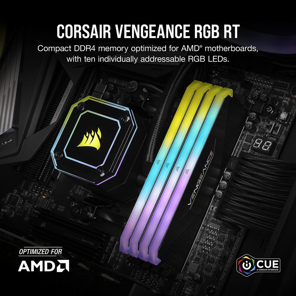 CORSAIR 4000MHz CL18 Desktop PC Memory VENGEANCE RGB RT 16GB X CMN16GX4M2Z4000C18 New Model Optimized for DDR4-16GB [8GB 2] (2021 AMD)