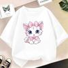 Summer children's T-shirt cute cat girl printed top short sleeved round neck shirt