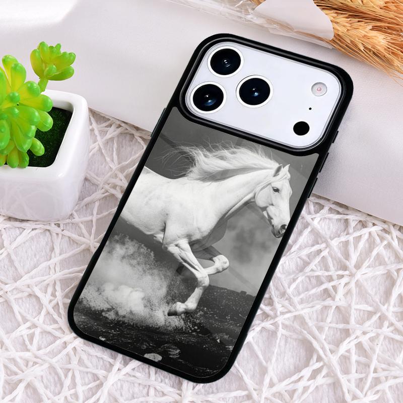Красивый чехол для телефона с белой лошадью для iPhone 17 Air 16 15 11 12 14 13 Pro Max Ударопрочный чехол