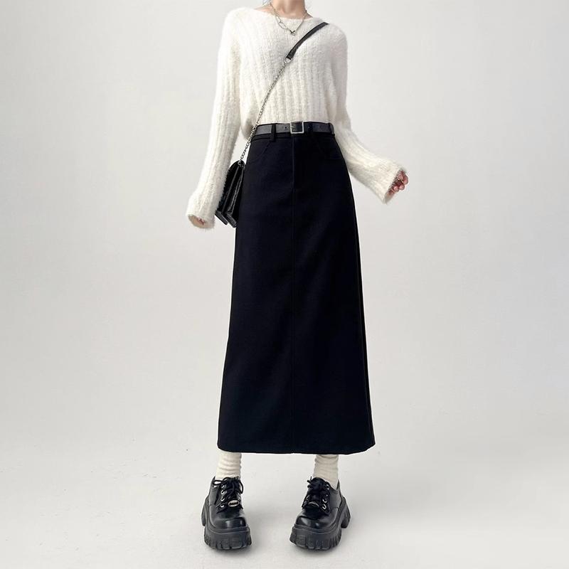 Женский разделенный костюм, юбки-миди, летняя тонкая трапециевидная юбка с высокой талией, женская элегантная повседневная офисная леди, корейский винтажный черный