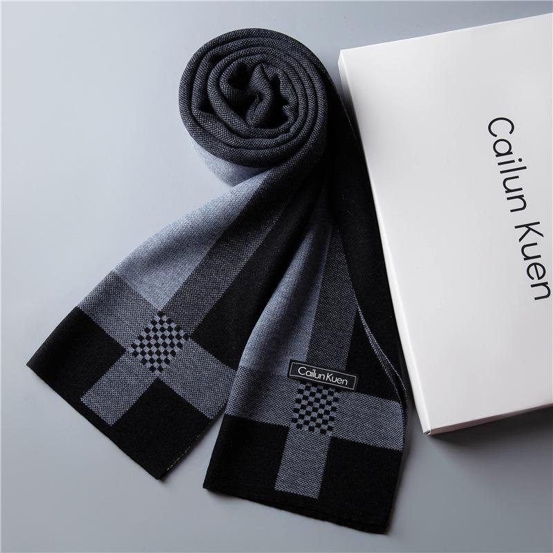 2026 New Men's Wool Plaid Scarf – Trendy Knitted Korean Style, Versatile and Warm Winter Accessory