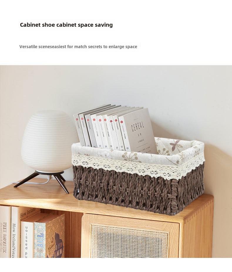 Корзина для хранения закусок, игрушек и всякой всячины, сплетенная из ротанговой бумаги