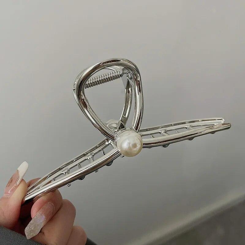 New Punk Geometric Metal Gold Silver Simple Hair Clip Claw for Women Trendy Large Crab Catches Clamp Korea Headwear Accessories