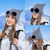 Autumn Winter Windproof Glasses Cap Women's Velvet Warm Knitted Hat Outdoor Ski Ear Protection Cap