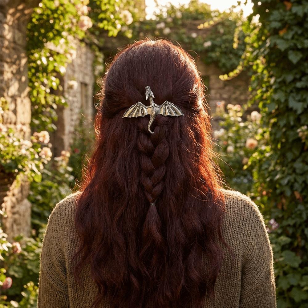 Unique Flying Dragon Hair Clip Elegant Retro Spring Clip Elegant Viking Dragon Hairpin Women