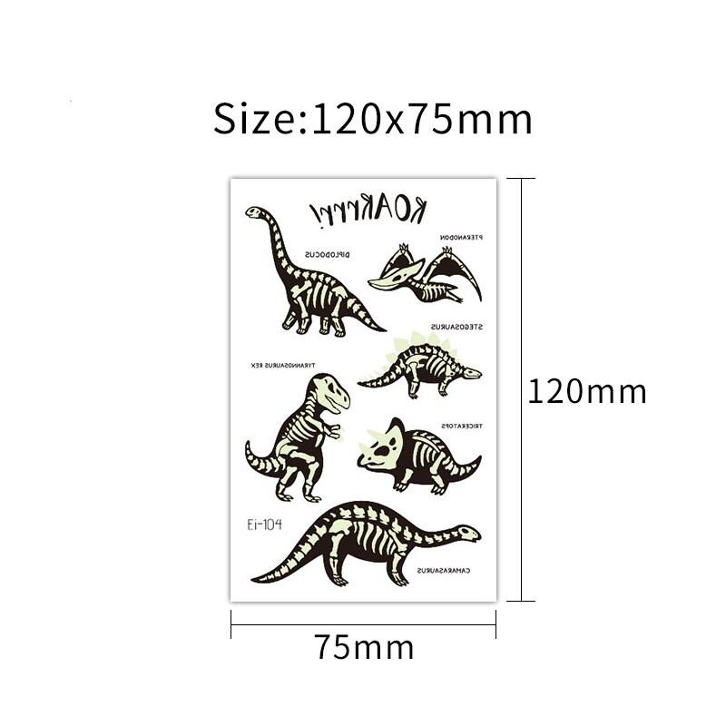 Новые светящиеся наклейки-тату динозавра, детские забавные светящиеся наклейки с героями мультфильмов, наклейки-татуировки