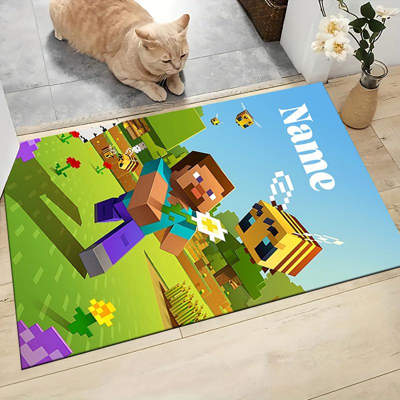 Custom Name Bee Sky Carpet Rug Customizable Soft Washable Anti-Slip Home Living Room Sofa Mats Personalized Rug. 0909409