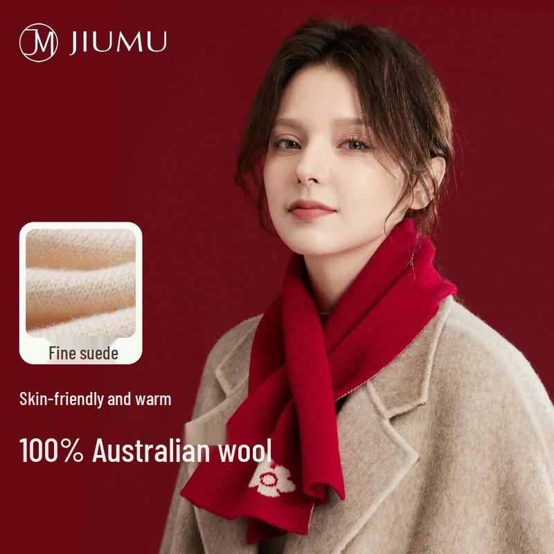 JIUMU 100% Pure Wool Winter Cross Scarf
