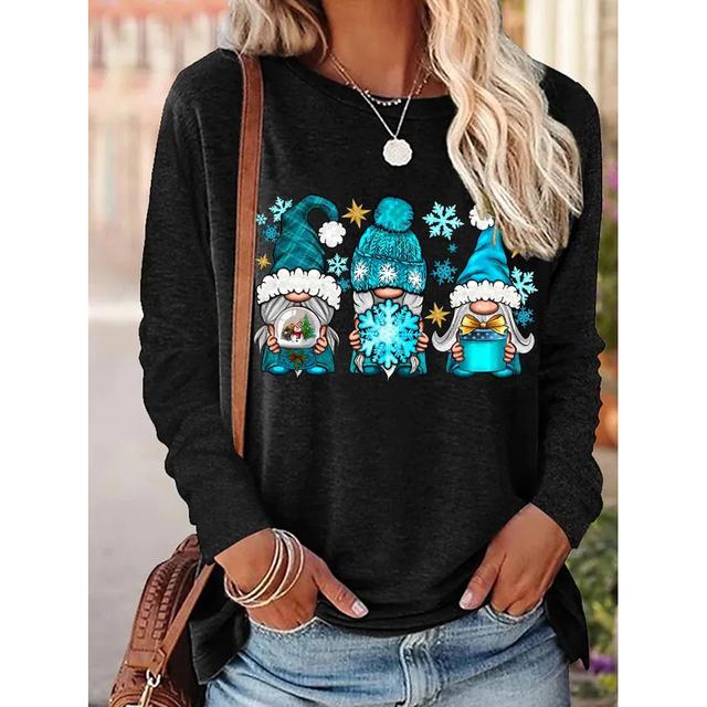 Футболки с длинными рукавами и забавным принтом для женщин, модный повседневный пуловер, осенние гномы, осенние повседневные топы в стиле Харадзюку с тыквой и принтом на День благодарения