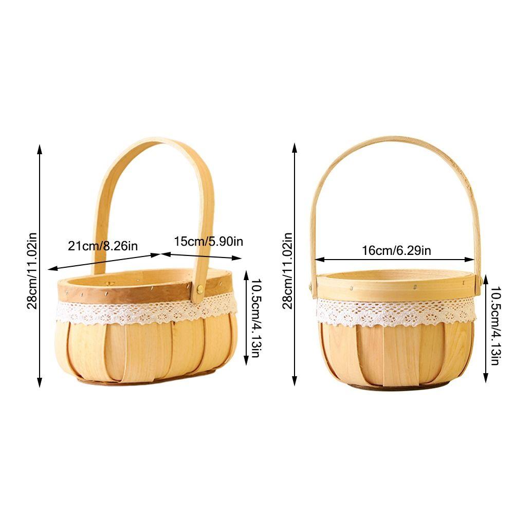 Lace Tassel Flower Arrangement Basket Wood Storage Baskets Creative Braid Flower Baskets Event