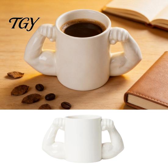 Керамическая чайная чашка, забавная кружка для кофе с ручкой в виде мускулистого мужчины, объем 350 мл, креативная керамическая кружка для воды бодибилдера, новинка для любителей фитнеса