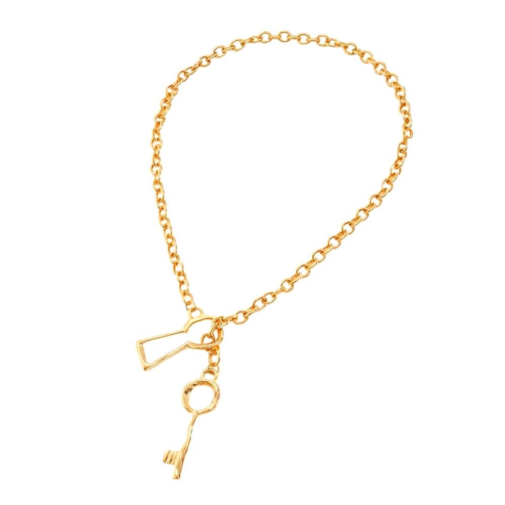 Key & Lock Pendant Key Pendant Necklace Metal Clavicle Necklace Street Style Matching
