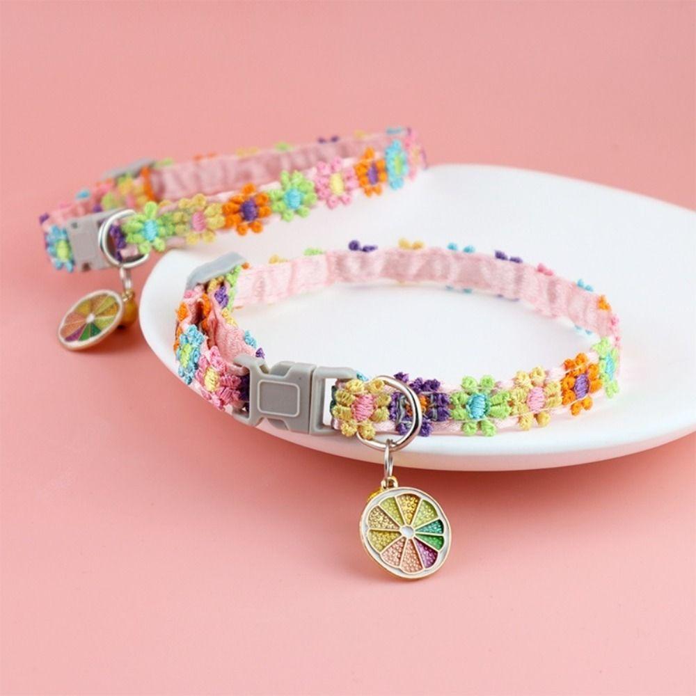Candy Color Cat Necklace With Bell Pendant Pet Accessories Cute Puppy Neck Strap Cat