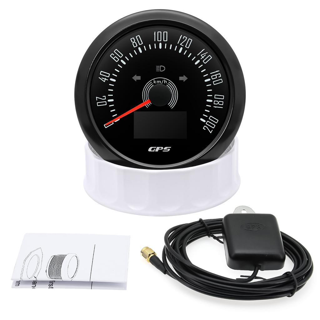 85ММ Цифровой GPS Спидометр 0-160М/Ч 0-200КМ/Ч Измеритель скорости с GPS антенной для автомобиля, морского судна, лодки, 7 цветов подсветки, датчик скорости