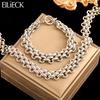 EILIECK Набор из серебристой кубинской цепи из нержавеющей стали 316L, массивное ожерелье и браслет, подвеска, модные женские водонепроницаемые ювелирные изделия