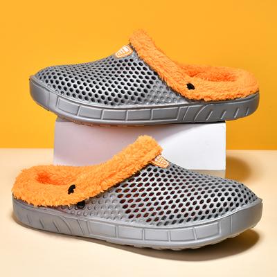 Зима 2024 года, новый стиль, большие бархатные тапочки, теплая садовая обувь, мужские домашние мягкие плюшевые тапочки, плюшевая обувь для пар в помещении