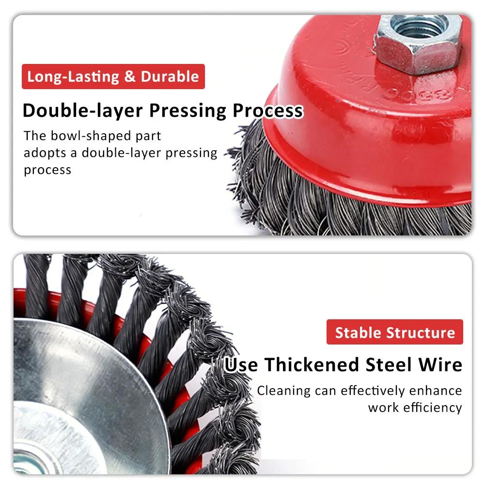 Bench Grinder Special Stainless Steel Wire Wheel Brush 5/8-11 M14x2 for Polishing Cleaning Paint Abrasive Tool Parts