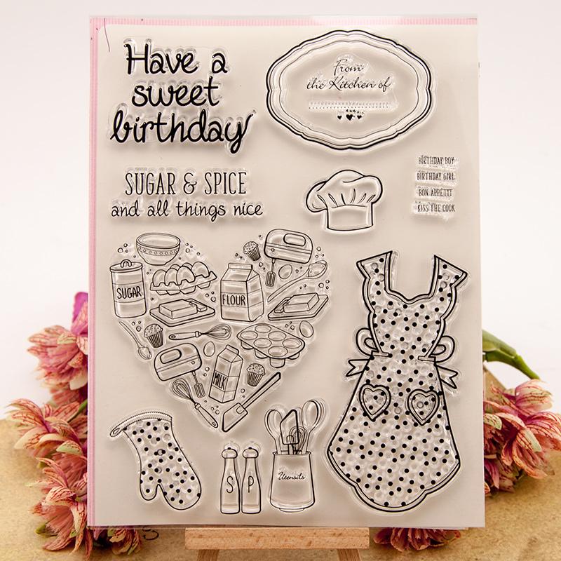 1 шт. Прозрачный силиконовый штамп «Have A Sweet Birthday Food»