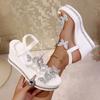 Fashion Women High Heel Wedge Sandals Decoration Rhinestones Popular Among Toe Shoes for Women Platform Fashionable Butterfly Sandals