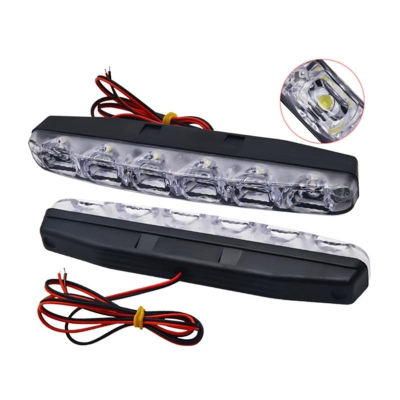 6LED светодиодные дневные ходовые огни высокой мощности, лампа дальнего света, универсальная светодиодная автомобильная противотуманная фара, простая установка, прочный