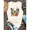 Жилет с принтом бабочек, весенне-летняя безрукавная повседневная футболка с круглым вырезом, женская одежда