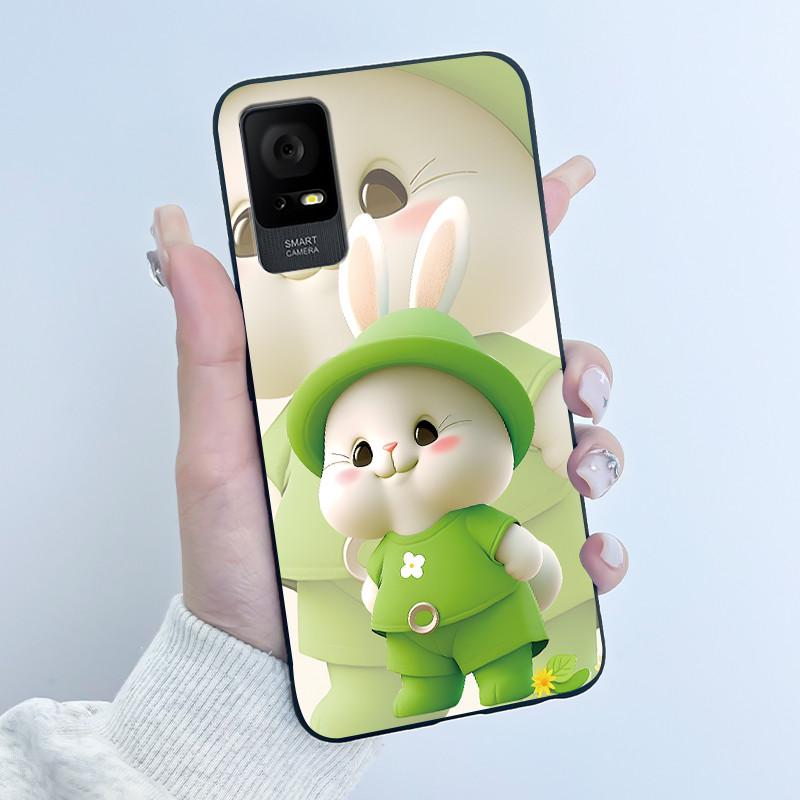 Матовый мягкий чехол из ТПУ для TCL 408 405 406 403 305i T506D T506K, задняя крышка, роскошный, милый, любовь, кролик, смешной, черный, силиконовый чехол для телефона