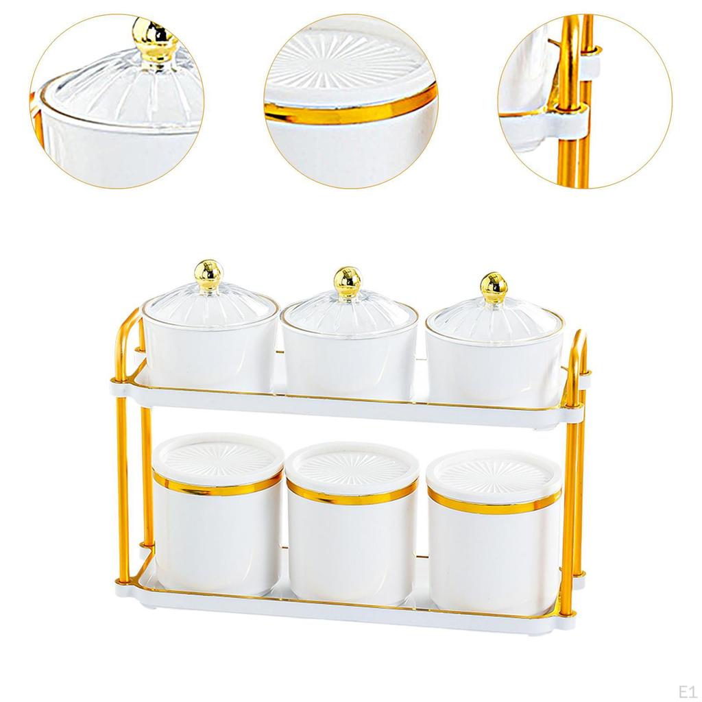 6 шт. стильных простых банок для приправ, набор горшочков, банка для сахара с крышкой и поддон для специй