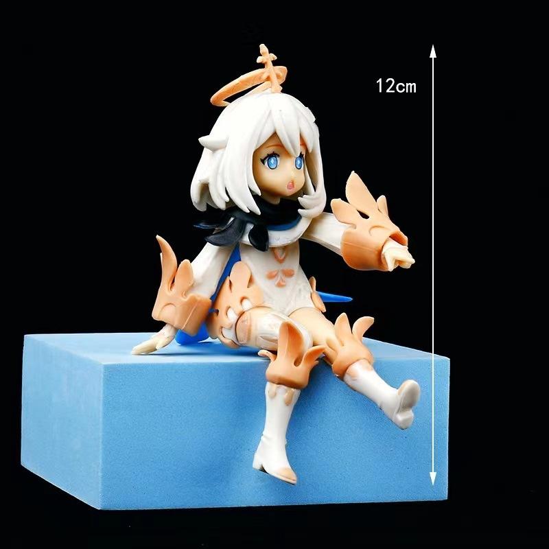 14CM Genshin Impact Hu Tao Paimon Anime Figure PVC Action Figure Model Sculpture Hand-made Desktop Decoration Children Gifts