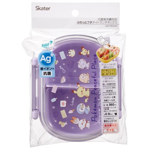 Skater Children's Bento Box, 360ml Capacity, Fluffy Lid, Made in Japan, Single Tier, Dishwasher and Microwave Safe, Pok?mon Pok? Pieces 24 Design, QAF