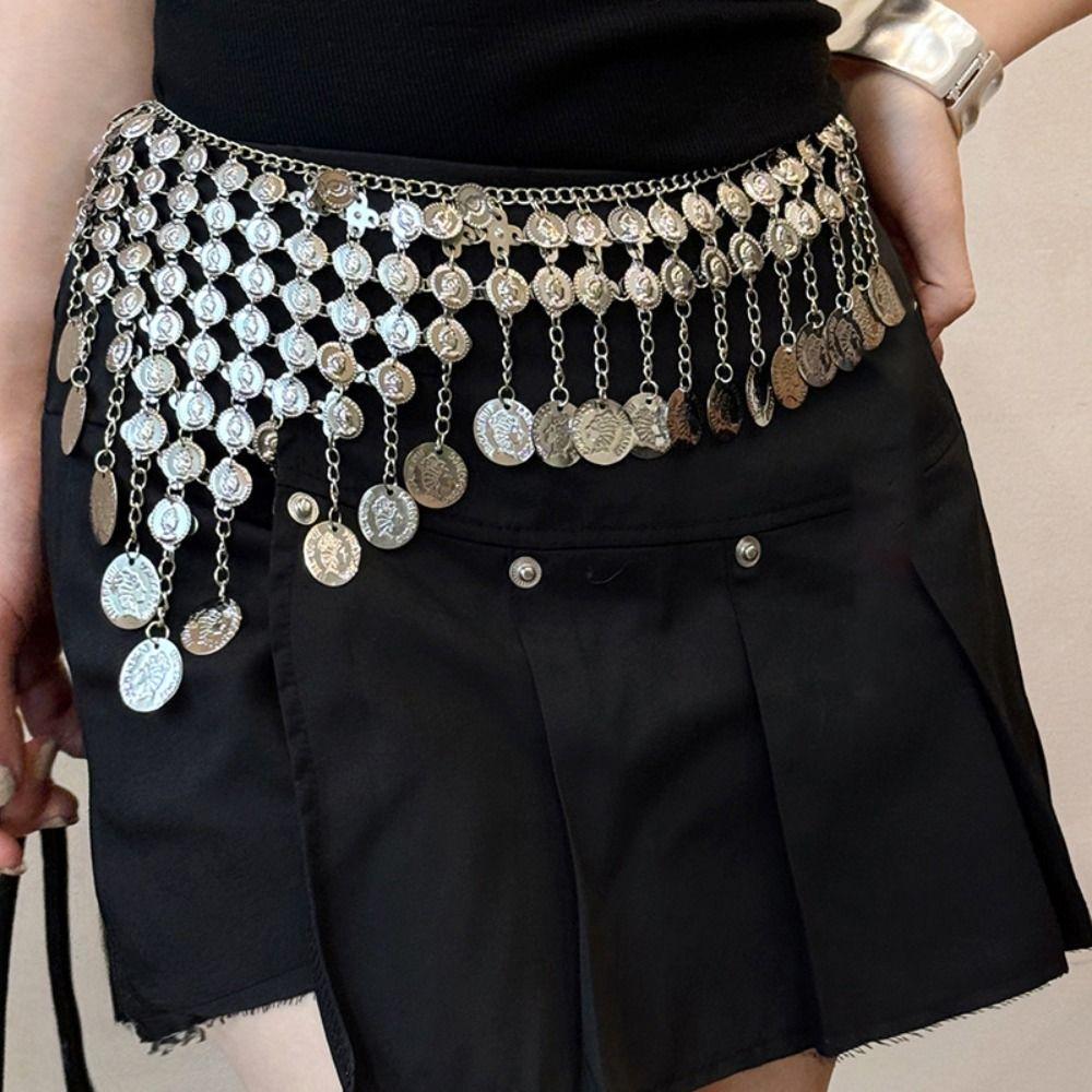Vintage Metal Tassel Waist Chain Round Ethnic Style Belt Dress Accessories