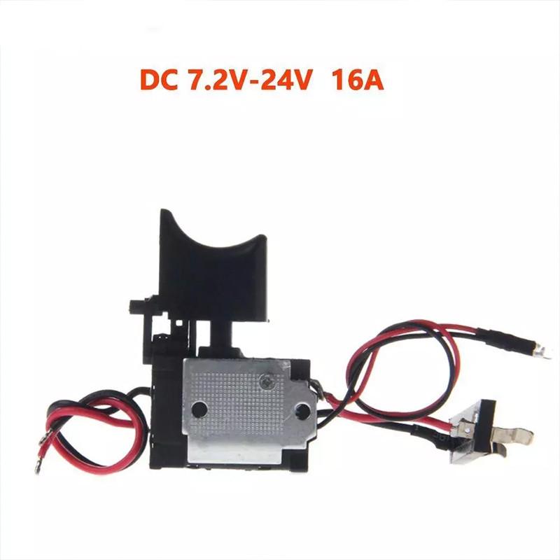 1 шт. DC7.2-24V Электрический шуруповерт Выключатель Беспроводной шуруповерт Кнопка регулировки скорости Курковый переключатель С маленьким фонариком Запасные части для электроинструмента Для