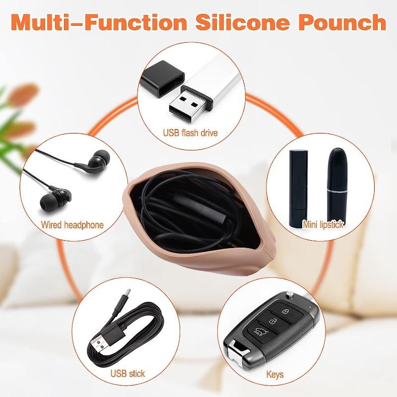1/4-piece Headphone Organizer And Silicone Cable Tie For Earbuds/USB Flash Drive/keys For Home Or Workplace