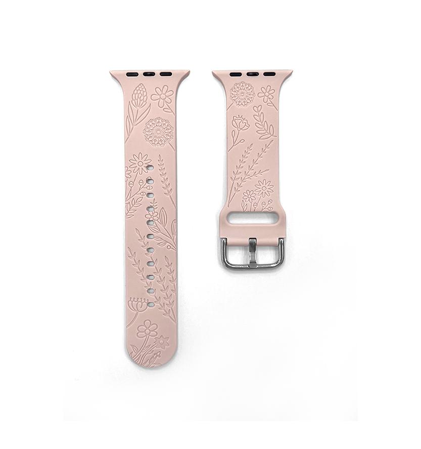 Цветочный гравированный ремешок для Apple Watch 41/40/38/44/45/49 мм Узор «Одуванчик» Силиконовый ремешок для iWatch 8/7/6/5/4/3/2/1/SE