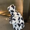 Women Autumn Korean Hooded Coat Cow Print Black White Hoodie Sweatshirt Long-sleeved Loose Harajuku Tops