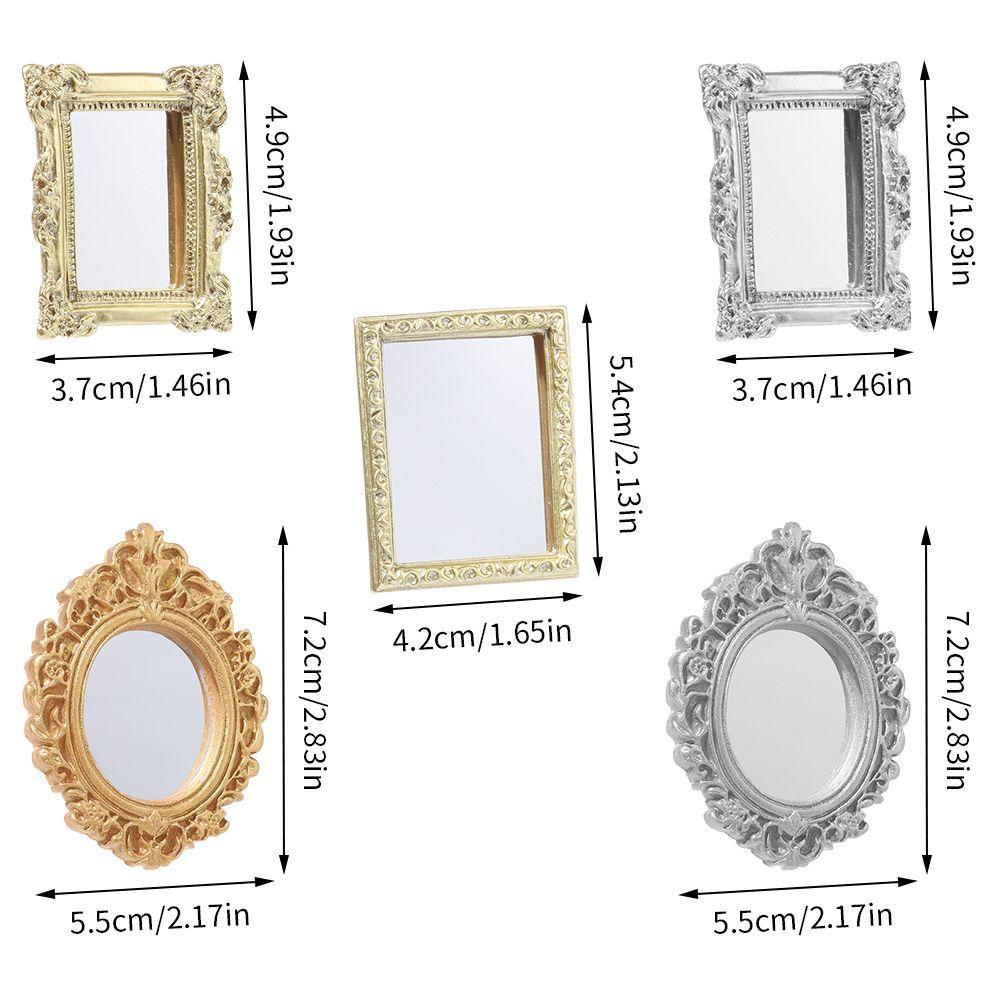 Retro Micro Furniture Miniature Dollhouse Frame Accessories Dollhouse Mirror Wall Room Mini Mirror