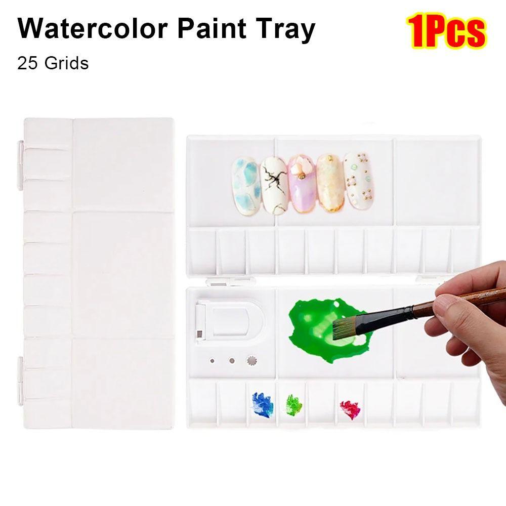 1 шт. Складной лоток для акварельной краски 25 ячеек Коробка для пигментов Новая палитра для нейл-арта Инструмент для нейл-арта