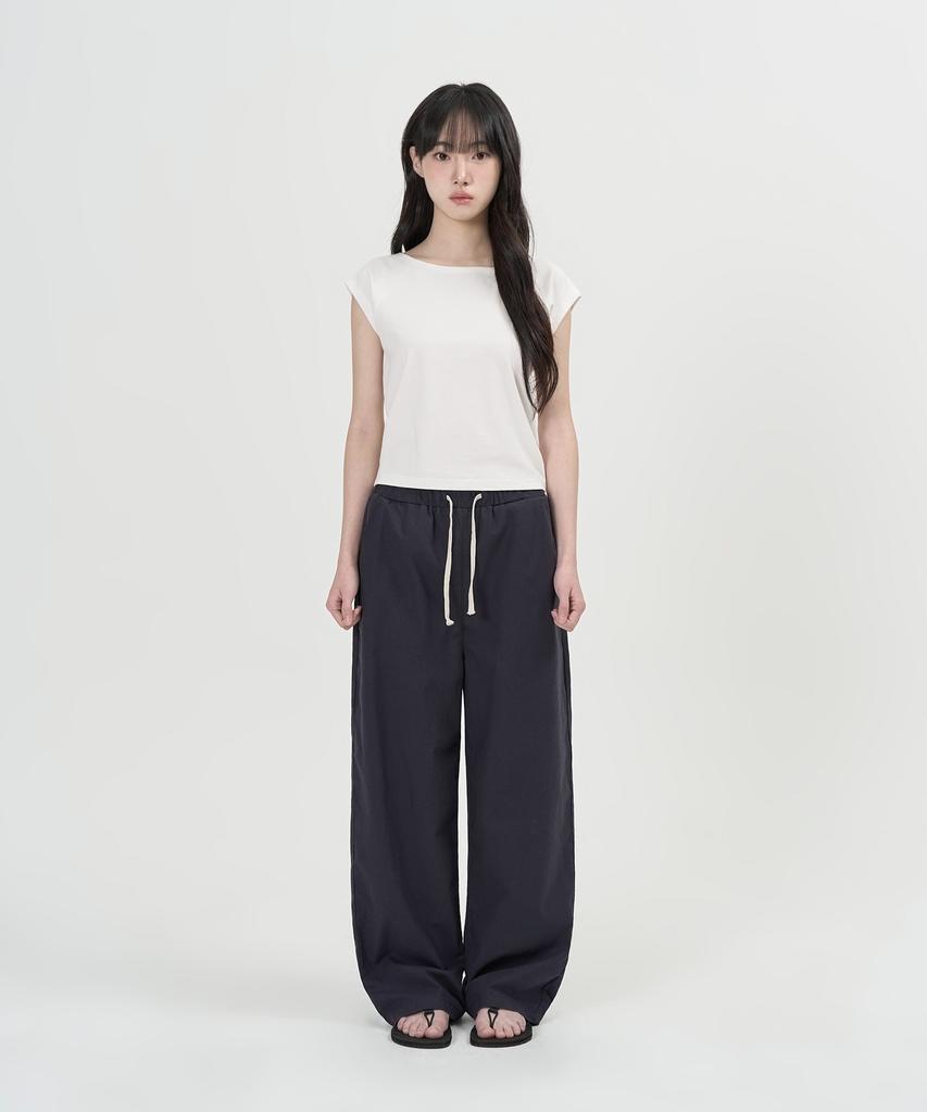 TOFFEE WOMEN W Linen Easy Pants (Navy)