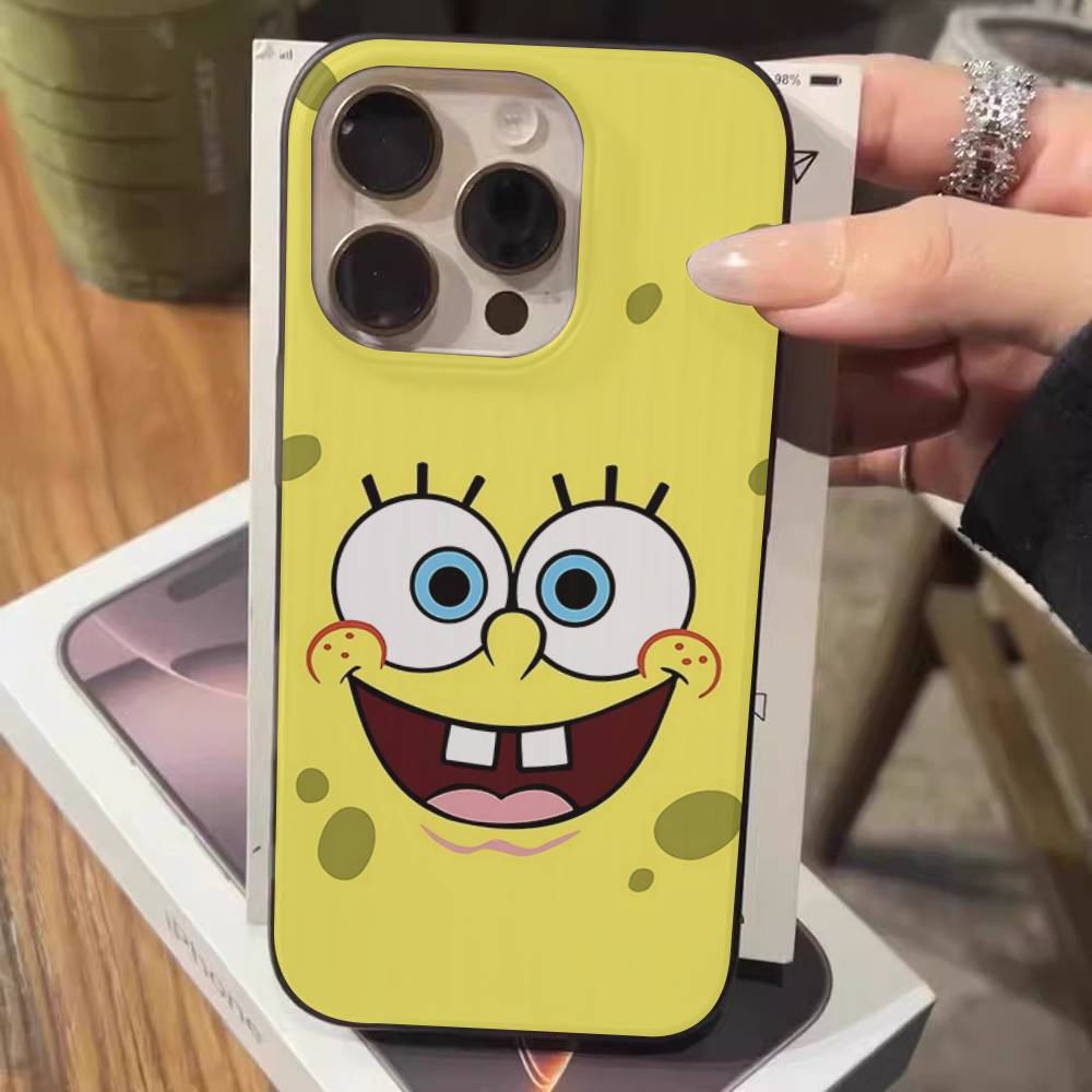 Мультяшный S-Губка Боб S-Квадратные Штаны Чехол для Телефона Для IPhone 17 16 15 14 13 12 11 Pro Max Plus Гофрированный Бампер Задняя Крышка Корпус