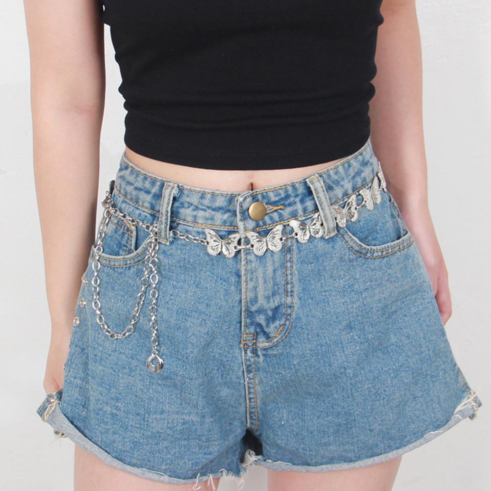 Fashionable Metal Waist Chain Versatile Butterfly Star Waist Chain Clothes Waist Decoration Belt Apparel Accessory for Women