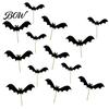 Halloween Night Scene Tools Bat Garden Stake, Glowing Green Eye Outdoor Lawn Decor for Party, Waterproof Yard Atmosphere Props Felt Flying