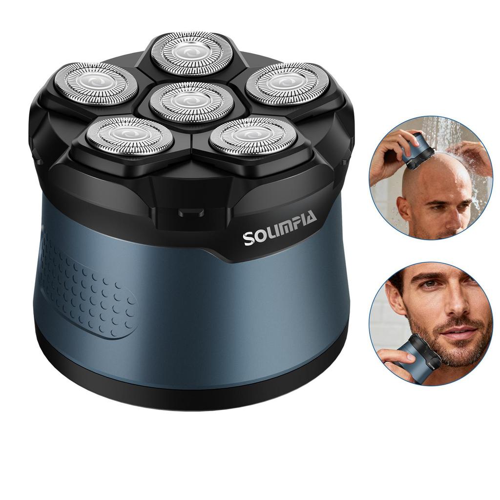 SOLIMPIA Мужская электрическая бритва Машинка для стрижки волос 6 магнитных лезвийных головок Беспроводной триммер для стрижки налысо Домашний набор для ухода за бородой и кожей головы